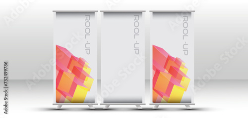 Canvas Print two roll up banners are shown against a white background the banner is bright or