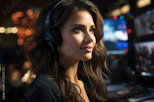 With dedication shining through, a diligent female call center agent is focused on delivering exceptional service to customers, ensuring their needs are met © Boris