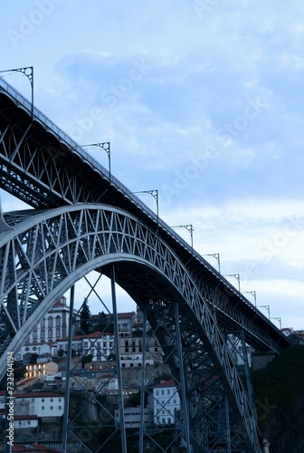 Dom Luis I Bridge against the background of the sky. Porto, Portugal.