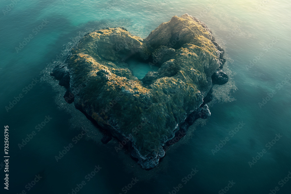 The love heart seen from above, place that forms a heart, valentine's day wedding, celebration of love between the couple - obrazy, fototapety, plakaty 