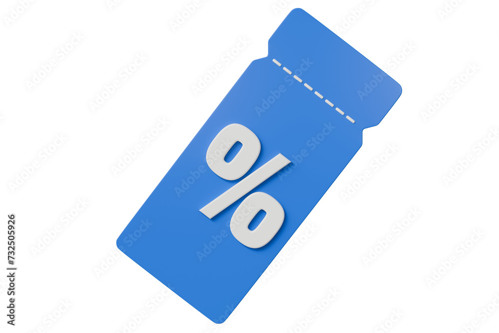 3d minimal cartoon voucher coupon discount sale price ticket icon. Blue voucher colour.3d rendering. 3d minimal cartoon voucher coupon discount sale price ticket icon. Blue voucher colour.3d rendering.