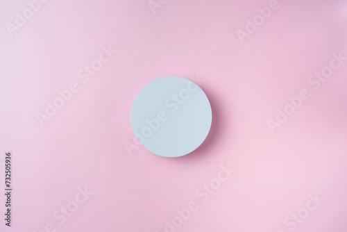 White round podium pedestal cosmetic beauty product presentation empty mockup on pink background