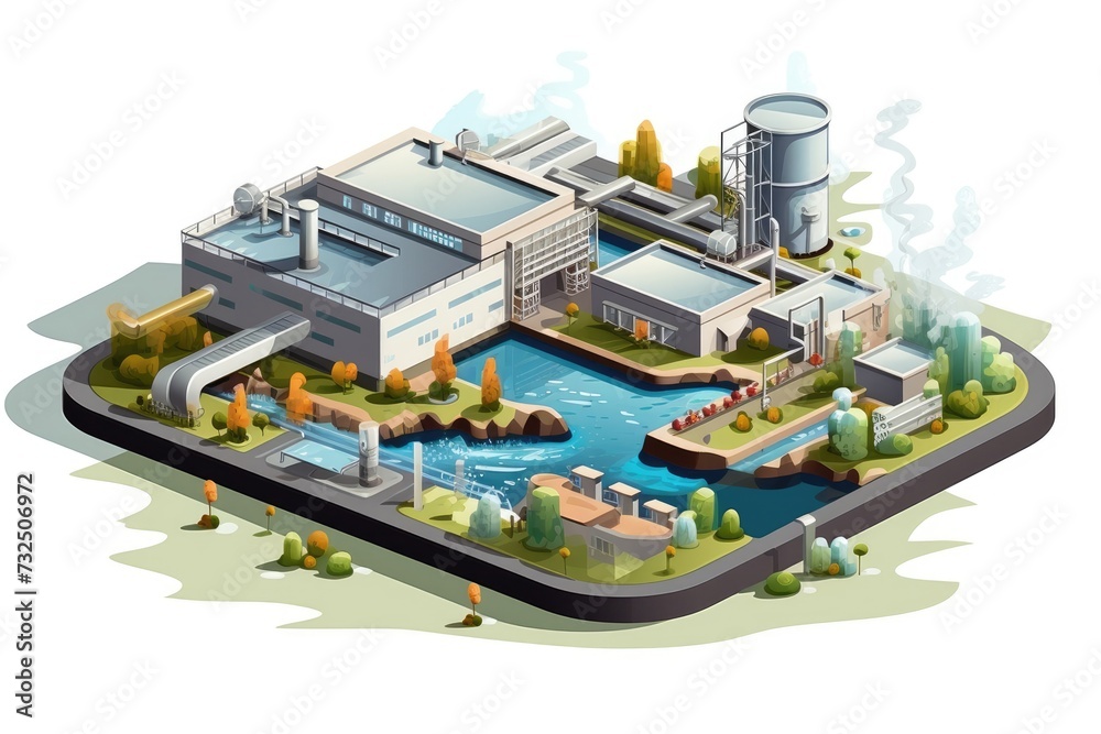 Obraz premium Waste processing and water treatment plant. Recycling and ecology concept.
