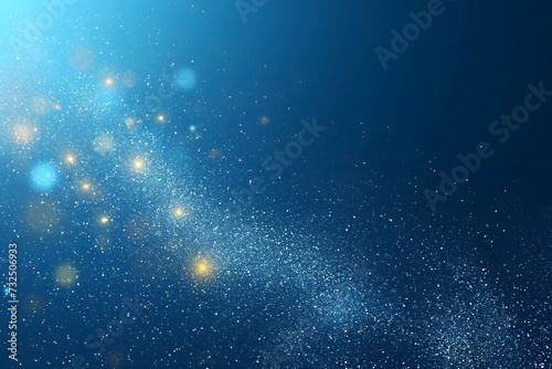 Magical Glittering Particles on Dark Blue Abstract Background
