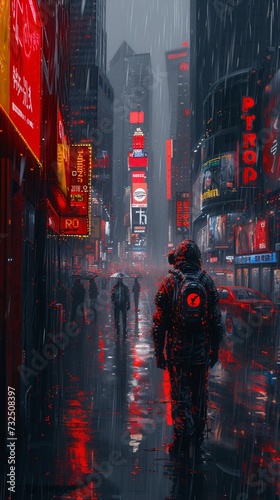 Neon Cityscape: A Rainy Night in the Big Apple Generative AI