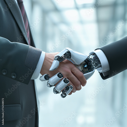 Machine Learning,AI(artificial intelligence),innovation and futuristic,Technology for Business concept.,Businessman handshake with robot idea for business,Artificial intelligence and future.