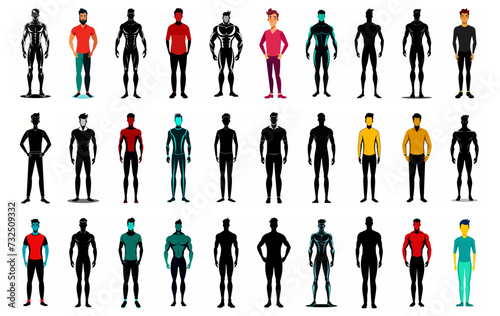 set of men silhouette vector