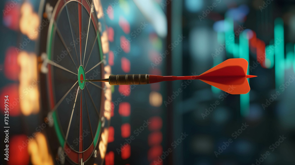 the dart is stuck on the target with stock market background, make a plan to reach your goals and success in terms of financial freedom and doing business the dart is stuck on the target with stock market background, make a plan to reach your goals and success in terms of financial freedom and doing business