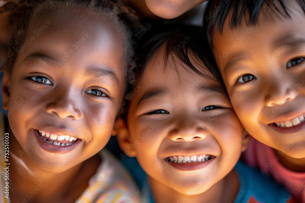 smiling children happily posing for a photo smiling children happily posing for a photo