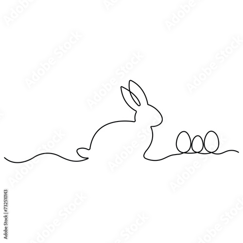Continuous single line art drawing of Easter Bunny and Cute rabbit vector