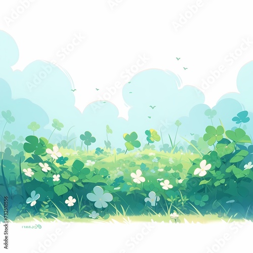 Serene Clover Field Illustration