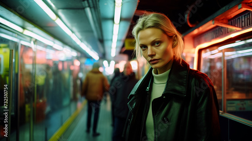 Fashion shot of woman in Scandinavian Metro Scene 