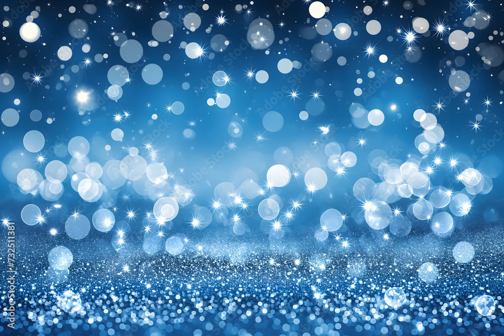 Elegant Blue Sparkling Background with Bokeh and Stars Elegant Blue Sparkling Background with Bokeh and Stars