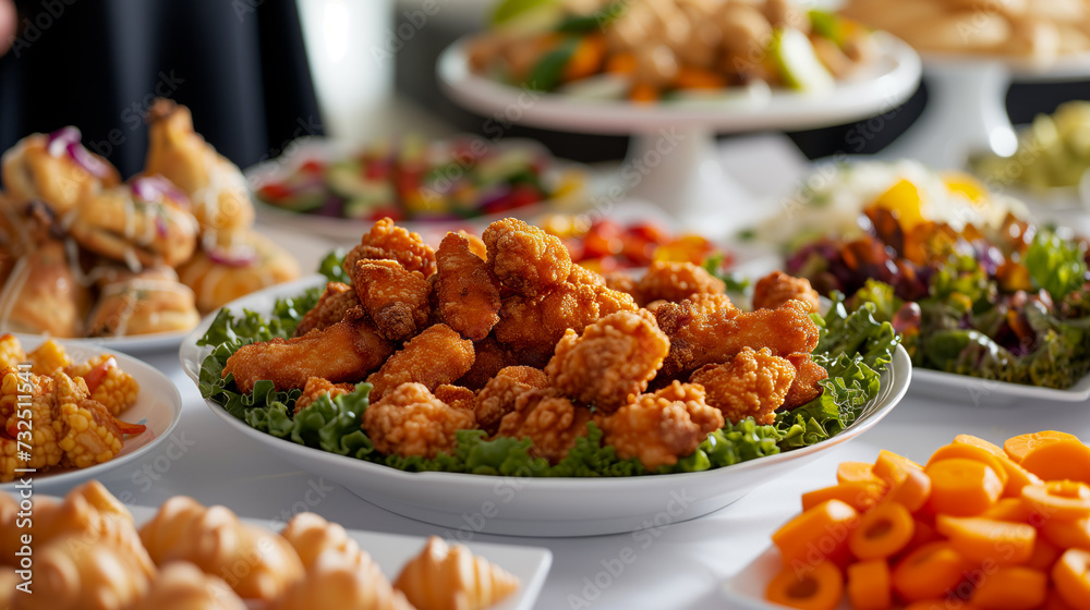 A table buffet of delicious party food A table buffet of delicious party food