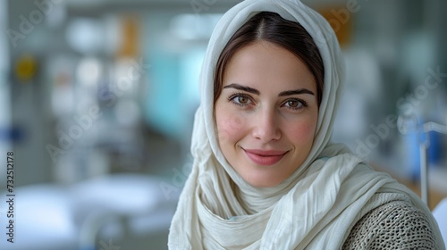 Women's Month: A Beautiful Muslim Woman Smiling for the Camera Generative AI