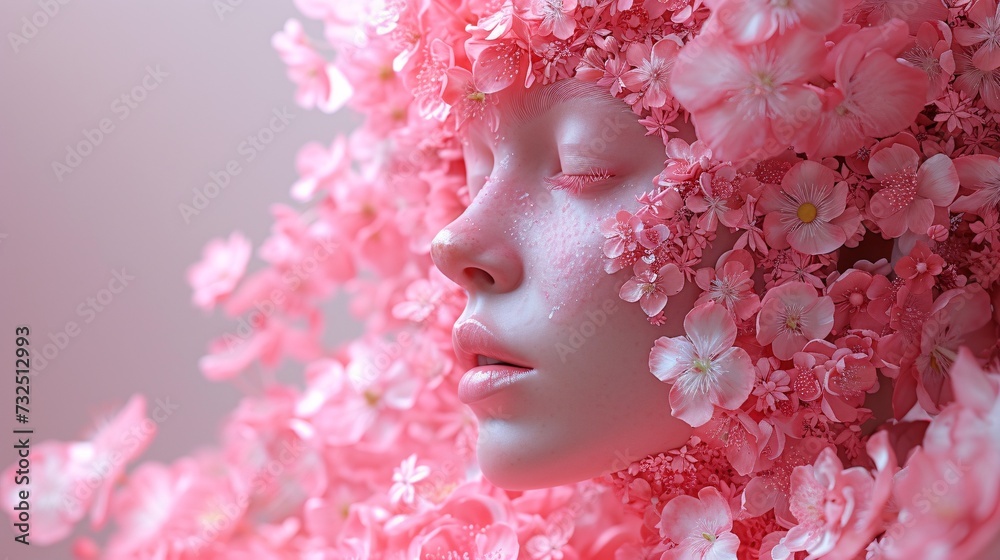 Pink Flower Power: A Flower-Covered Face for the Month of Love Generative AI