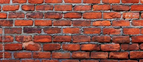 A detailed view of a brick wall showcasing numerous orange bricks arranged in a rectangular pattern. The thick composition exudes the beauty and durability of this iconic building material.