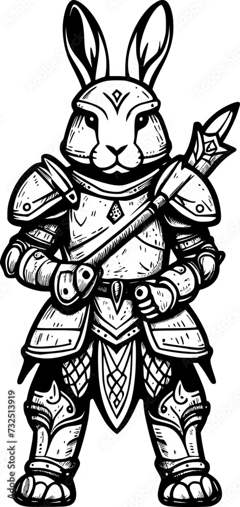 Fototapeta premium warrior rabbit cartoon