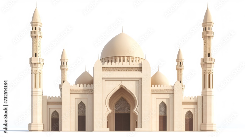 illustration of a mosque with a dome, for islam or muslim day, isolated on white background