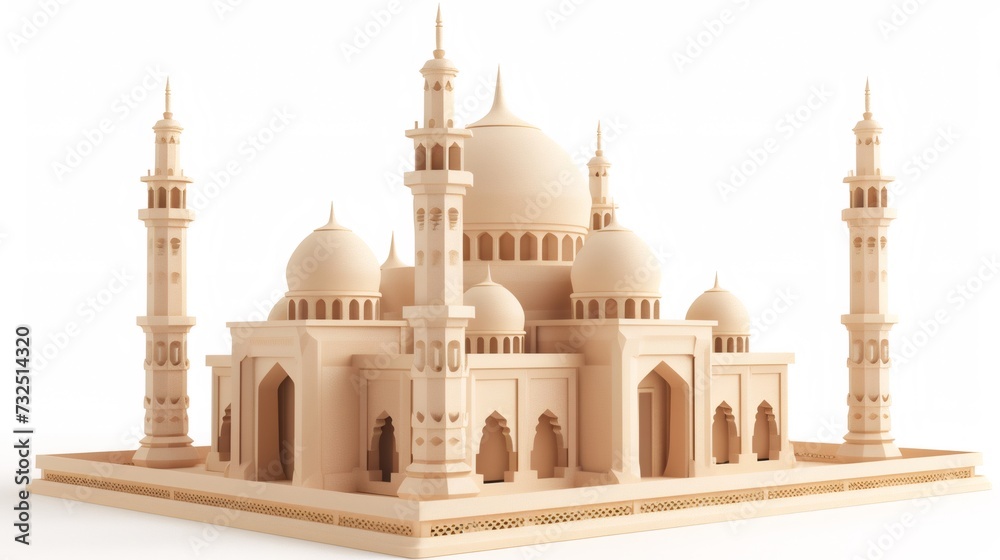 Obraz premium illustration of a mosque with a dome, for islam or muslim day, isolated on white background