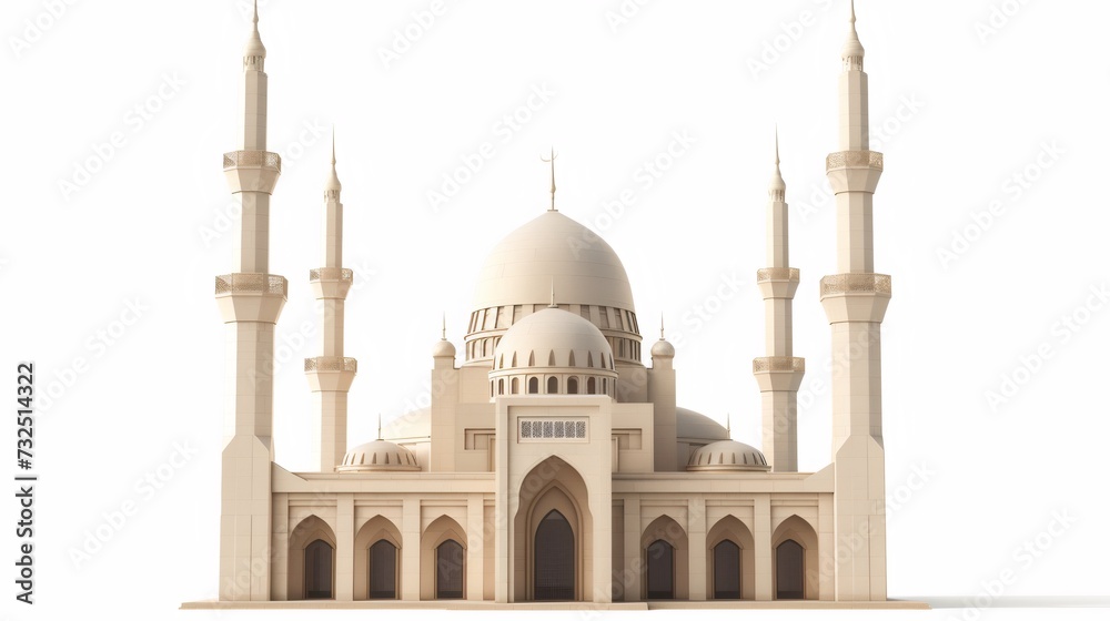 Naklejka premium illustration of a mosque with a dome, for islam or muslim day, isolated on white background