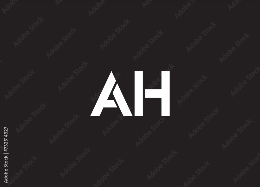 AH Logo. Letter Design Vector with Red and Black Colors.