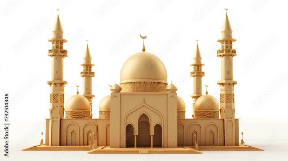 illustration of a mosque with a dome, for islam or muslim day, isolated on white background illustration of a mosque with a dome, for islam or muslim day, isolated on white background