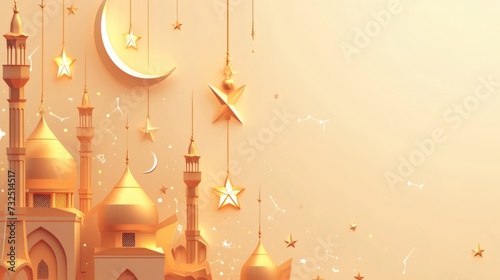 ramadan kareem illustration background. islamic lantern for eid mubarak greeting banner cover card