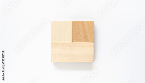 Wood blocks stack game with copy space  background  .Stick wood block standing on stacked square wood blocks  Wooden block on white backgroun