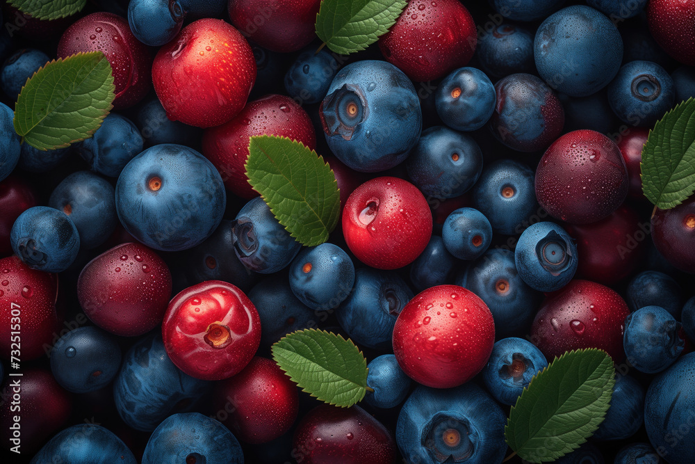 Mixed berries. Background image. Created with Generative AI technology