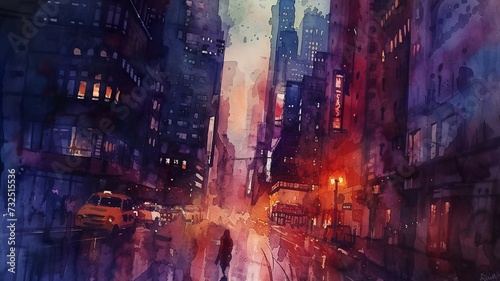 watercolor painting, image of a city created by artificial intelligence © Sndor