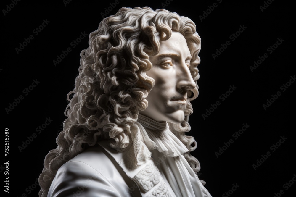Robert Boyle statue from profile.