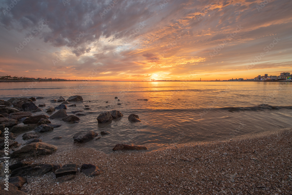 Beautiful sunset on the beach and beautiful clouds in the sky
Beautiful sunset on the beach and beautiful clouds in the sky