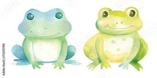 cute frog watercolor illustration