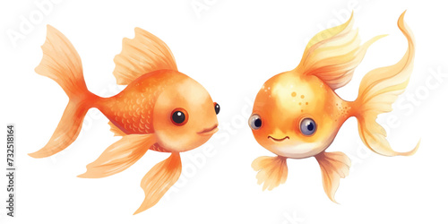 cute goldfish watercolor vector illustration
