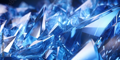 A lot of sharp blue crystals with reflections and bright highlights © Evon J