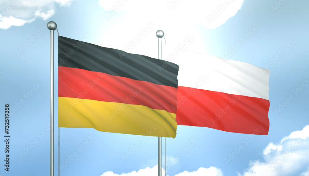 Germany and Poland Flag Together A Concept of Realations Germany and Poland Flag Together A Concept of Realations
