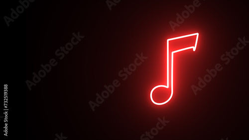 Neon glowing Music notes icon, Music notes symbol on the black background. neon music note icon. glowing music noise icon.