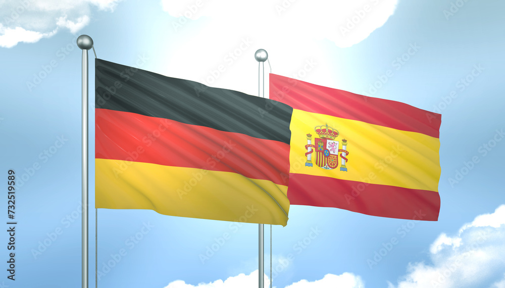 Germany and Spain Flag Together A Concept of Realations Germany and Spain Flag Together A Concept of Realations