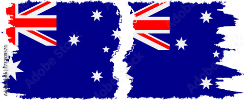 Australia and Australia grunge flags connection vector
