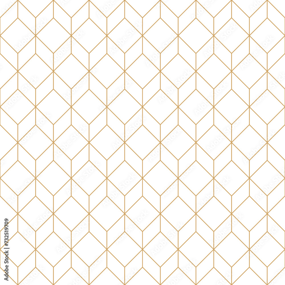 Art deco diamond seamless pattern, repeat golden hexagon grid line rhombus background. Art deco diamond seamless pattern, repeat golden hexagon grid line rhombus background.