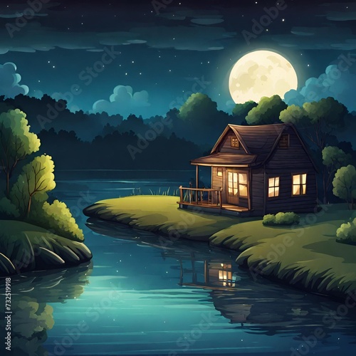 night landscape with moon