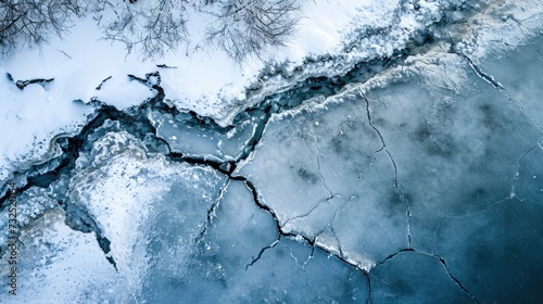 Ice Crack on Frozen Lake