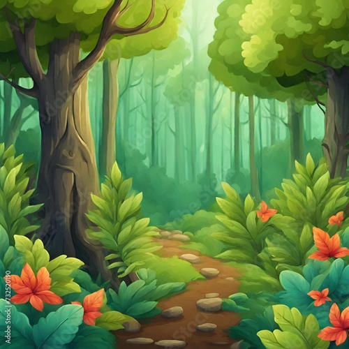 tropical garden with trees