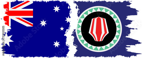 Bougainville and Australia grunge flags connection vector