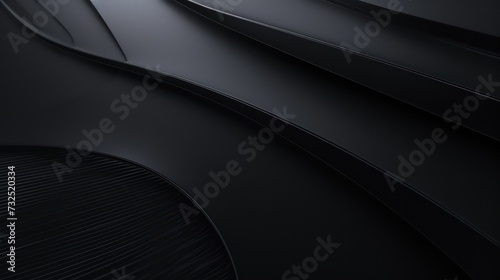 solid black wave background, 3d render and realistic