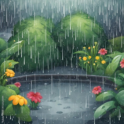 pond with flowers