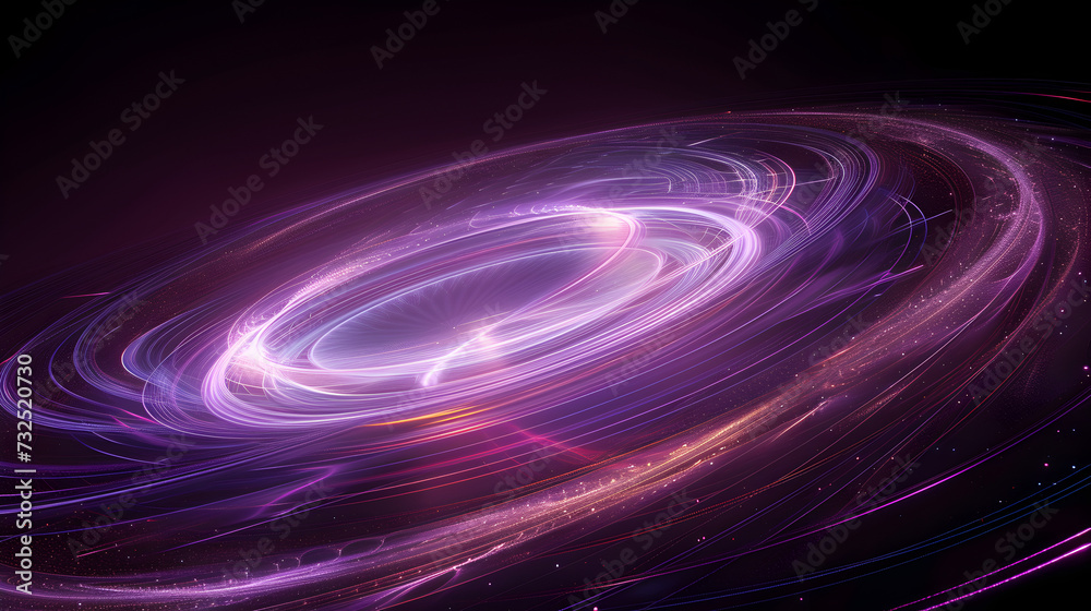 Naklejka premium Mesmerizing purple neon wireframe cosmic galaxy isotated on black background. Created with generative AI.