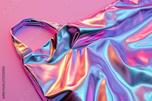 Abstract holographic fabric texture with vibrant colors.