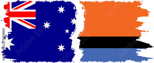 Chagos and Australia grunge flags connection vector